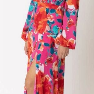Mint julep Floral Long Sleeve Dress large